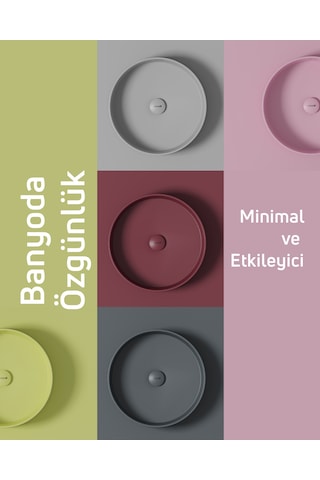 Creavit Loop Yuvarlak Masa Üstü Çanak Lavabo Ø45 Cm Extra Kömür Karası Lp