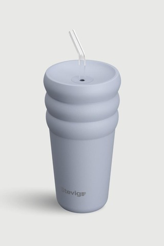 Stevig 3 Bubble Two-cap Straw Tumbler Çelik Termos 600 Ml Zen Blue St-246 Mavi