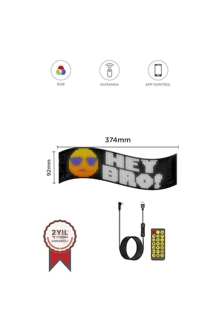 Rp937 Led Matrix Panel 16x64cm Telefon Kontrollü Kayar Led Animasyon Aydınlatma Çok Renkli