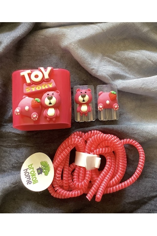 Brokoli Home Apple Uyumlu iPhone 18w/20w Toy Desenli Şarj Kılıfı, Şarj Kablosu Örme Aparatı, Kablo Koruyuc Diğer