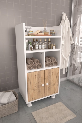 Lia 4 Bölmeli Kapaklı Çok Amaçlı Dolap Organizer Sonomo Beyaz Banyo Dolabı