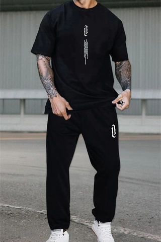 Altamira Erkek Dikey Baskılı Oversize Eşofman Takımı 001