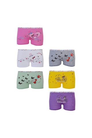 Tutku Iç Giyim 6Lı Kız Çocuk Renkli Likralı Pamuk Boxer Külot