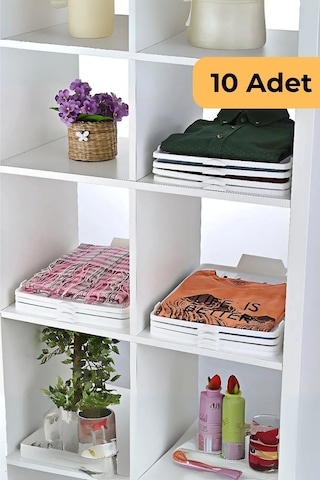 Beyaz T-shirt Düzenleyici 10'lu Set, Beyaz Tr Plastik Beyaz