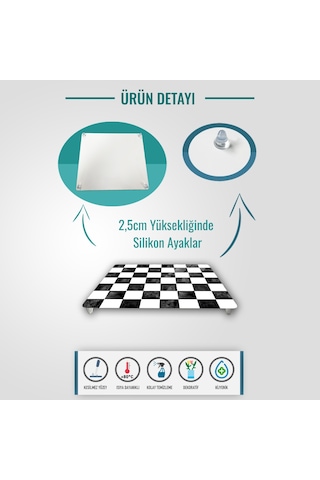 Decorıta Cam Sunum Standı Damalı Desen 29Cm X 34Cm