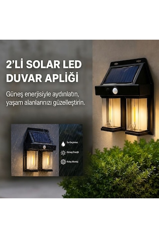 2& 39 Li Solar Güneş Enerjili Led Duvar Apliği, Hareket Sensörlü, Şarjlı, Kablosuz Dış Mekân Bahçe Ve Kapı Lambası 525089an79yt0079