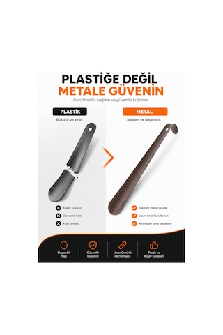 Zeyn Gross Metal Ayakkabı Çekeceği 30 Cm - Dayanıklı Metal Kerata - Ergonomik Ayakkabı Giydirici