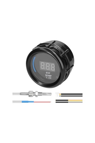 Fortunelane 52mm Siyah Abs+metal Araba Modifikasyon Göstergesi, Lcd Ekranlı, 40-120 X10 Sıcaklık Ölçümü, Uyarı Fonksiyonlu Egzos