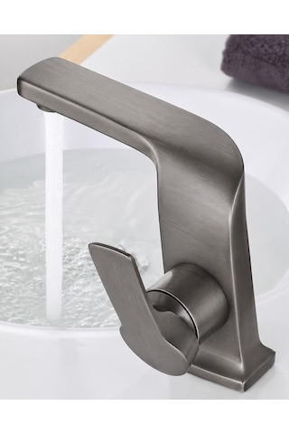 Prım Kısa Lavabo Bataryası Mat Füme