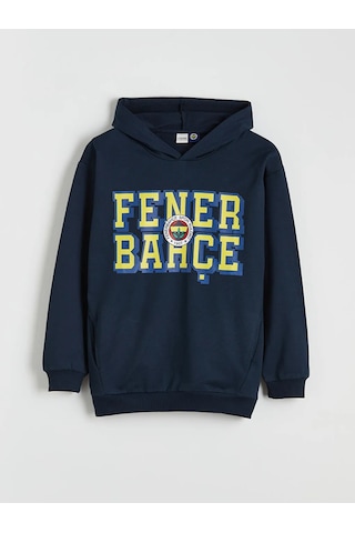 Lc Waikiki Lacivert Kapüşonlu Fenerbahçe Baskılı Erkek Çocuk Sweatshirt