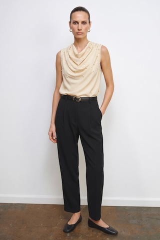 Sateen İnci Detaylı Bluz - Bej-137355