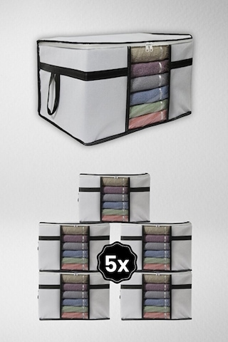 Adarya Home 5 Adet Pencereli Kazak Hurcu- 50x40x30 Beyaz