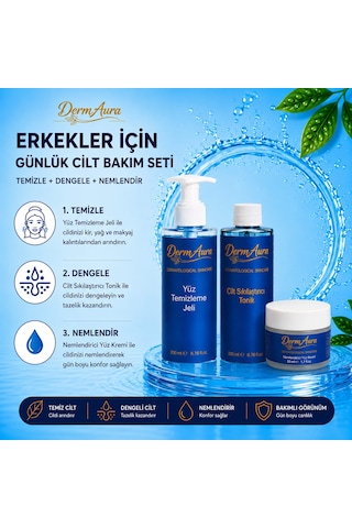 Erkekler İçin Günlük Cilt Bakım Seti 3'lü Bakım Seti