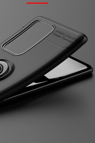 Newface - 545 - Huawei P40 Pro Kılıf Range Yüzüklü Silikon - Csmo-tex - - Siyah