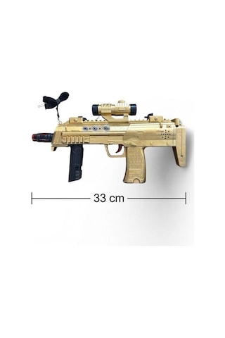 33cm Işıklı Sesli İpli Hareketli Parçalı Askeri Temalı Çocuk Oyuncak Silahı