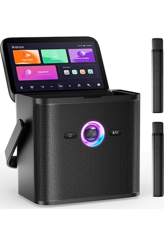 Ikarao Partybox Shell S3 80w Karaoke Bluetooth Hoparlör Seti, 7.1" Dahili Tablet, 2 Kablosuz Mikrofo