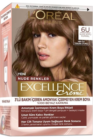 L'Oréal Paris L'Oréal Paris Excellence Creme Nude Renkler Saç Boyası – 6U Nude Koyu Kumral Diğer
