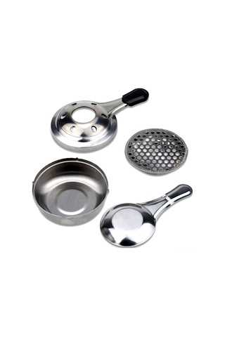 Youmex 2'li Mini Alkol Ocağı Seti - Çelik Paslanmaz, Ev Ve Dış Mekan Kullanıma Uygun, Chees Fondue Ve Hotpot Isıtıcı, 16cm, Taşınabilir Gümüş