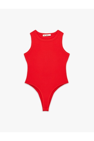 Koton Çıtçıt Düğme Detaylı Kolsuz Bisiklet Yaka Bodysuit Kırmızı 6sal30148ık