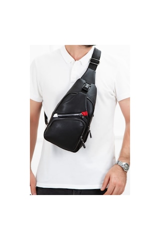 Bizoon Suni2023 Usb Girişli Siyah Çapraz Çanta Bodybag-Siyah