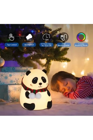 Sensörlü Işık Değiştiren Panda Gece Lambası Hediyelik Ürün Çok Renkli