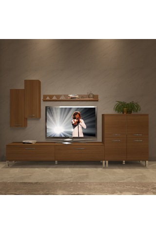 Decoraktiv Eko 6 Slm Std Krom Ayaklı Tv Ünitesi Tv Sehpası Ceviz