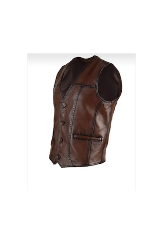 New Zaya Leather Hakiki Erkek Deri Yelek