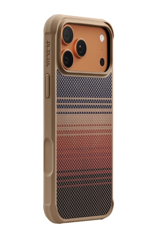 Apple Uyumlu iPhone 17 Pro Max Kılıf M-safe Pitaka Tactile Woven Sunset-moonrise Aramid Pro Guard Seri Kahverengi Kahverengi