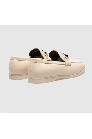 Cabani Hakiki Deri Bej Tokalı Erkek Loafer - 40