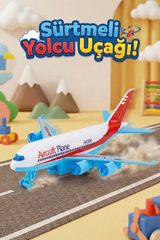 16 Cm Friksiyonlu Sivil Yolcu Hava Aracı Replikası - Mini Yolcu Hava Taşıtı Modeli, Öğretici Çocuk Maketi