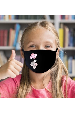 10 Adet Yıkanabilir Siyah Çocuk Maske-9