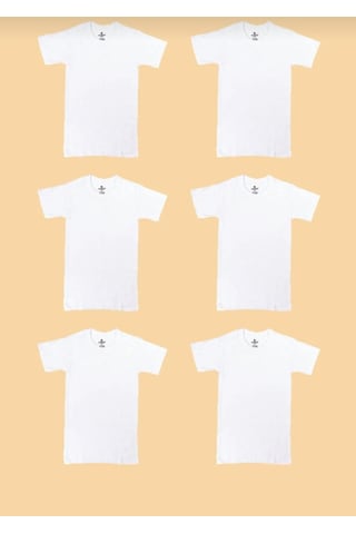 Ceylanoğlu 6'lı Erkek Çocuk 0 Yaka Yarım Kol Atlet-312 Beyaz