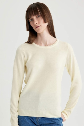 DeFacto Regular Fit Bisiklet Yaka Yumuşak Dokulu Basic Düz Triko Kazak F7091AZ23WNYL496 Sarı