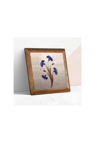 Lexroo Ebru Sanatı Taş Duvar Tablosu Ahşap Çerçeveli Duvar Dekoru Wall Art 25x25cm W1-242