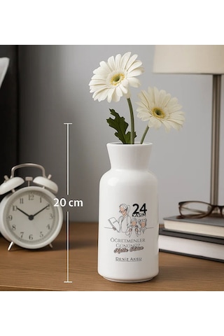 Bk Gift Kişiye Özel Öğretmenler Günü Tasarımlı Seramik Vazo-6, Ev Hediyesi, Öğretmene Hediye Kobitmeyencom35087 Bk Gift