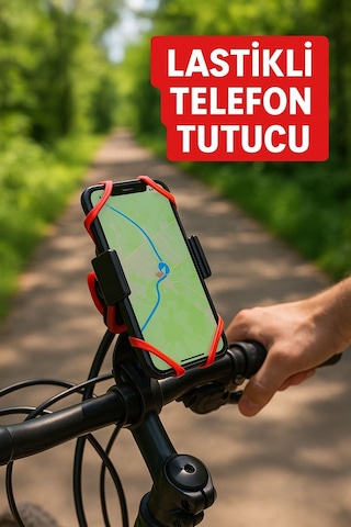 Lastikli 360 Dönebilen Bisiklet Telefon Tutucu Tüm Modellerle Uyumlu, Gidon Montajlı Diğer