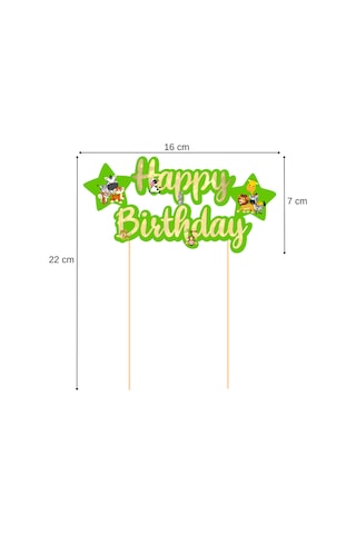 Safari Temalı Happy Birthday Kaligrafi Pasta Üstü Süs Tüm Yaşlar