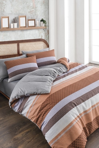 Veramoni Soft Dreams Soft Dreams Çift Kişilik Pamuklu Desenli Nevresim Takımı - Turuncu