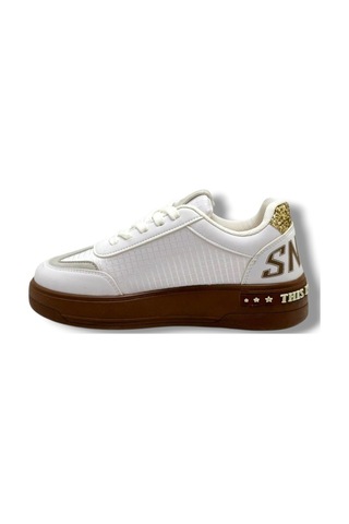 Mıa Marya 7020-26 Simli Yıldızlı Trend Fashion Kadın Sneaker Beyaz