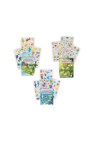 My Sticker Book '' Dinozorlar-böcekler-sualtı'' , 3lü Set Tükenmeyen Sticker Kitabı