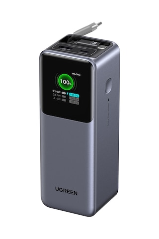 Ugreen Nexode Pro 20.000 Mah 165w Usb-c Makaralı Dahili Kablolu Hızlı Şarj Powerbank,2xucb-c, 1xusb-a, 55987b Gri