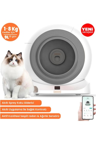 Groove Q-clean Wi-fi Otomatik Akıllı Kedi Tuvaleti Gri Ultra Sessiz+akıllı Sprey Koku Giderici+app Kontrol+akıllı Sensör