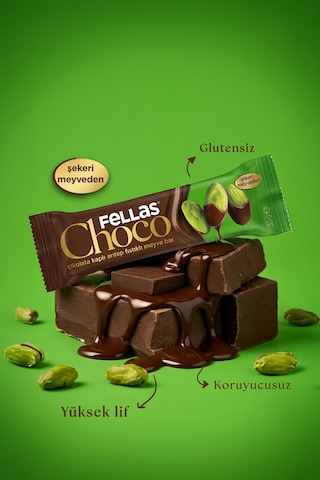 Choco - Çikolata Kaplı Antep Fıstıklı Meyve Bar 35 G X 12 Adet