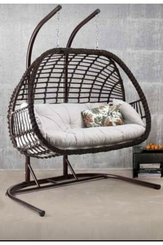 Makrome&Tasarım Çift Kişilik Rattan Salıncak (519321514) Kahverengi