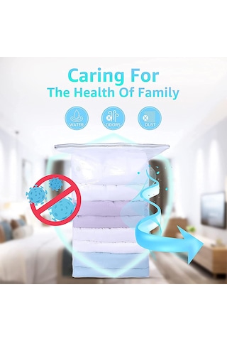 Springsun Ev İçi Giysi Yorgan Saklama Torbası - Hava Çekmeksiz Vakum Kompresörü, 2 Boyut Seçeneği Orta/büyük , Boşluk Tasarrufu Beyaz