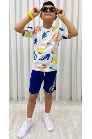 Mnk Baby & Kids Erkek Çocuk Baskılı Şortlu Yazlık Takım M00710 Lacivert