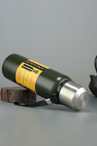 304 L Çelik 1000 Ml Yeşil Kamp Piknik Termos Cin492ys Yeşil