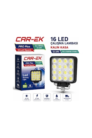 16 Led Kare Çalışma Lambası 12v-24v Ip67 Su Geçirmez Yüksek Güçlü Off Road Projektör