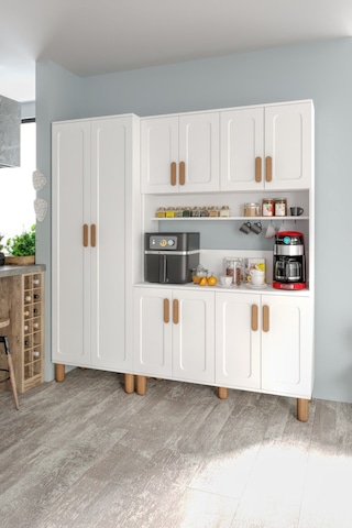 Flora Flr10190 Bohem Kahve Köşesi 10 Kapaklı Mdf Mebran Kapaklı Mutfak Dolabı Çok Amaçlı Dolap Beyaz