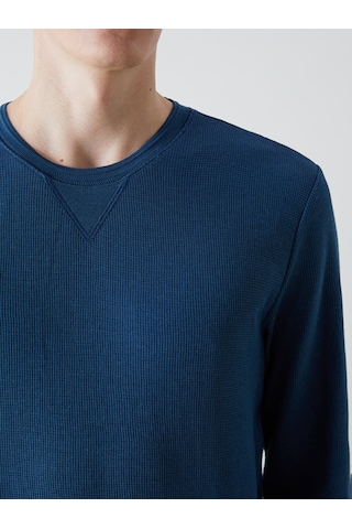 Lcwaıkıkı Classic İndigo Bisiklet Yaka Uzun Kollu Erkek Sweatshirt